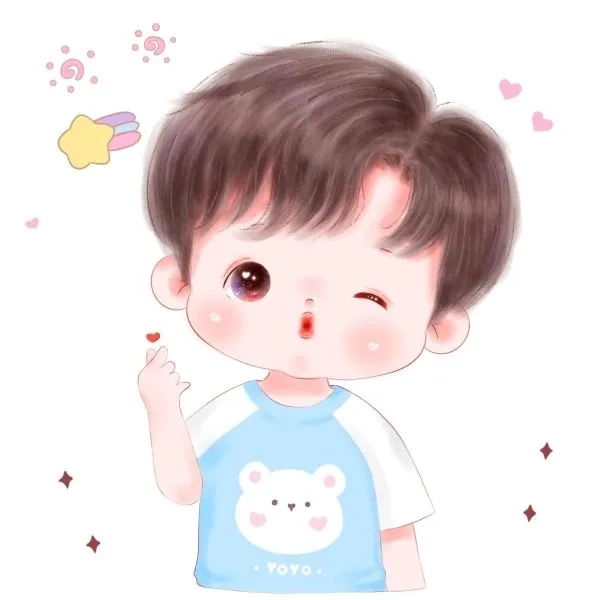 Hình chibi nam nữ dễ thương với các nét vẽ đáng yêu tạo nên sự hòa hợp