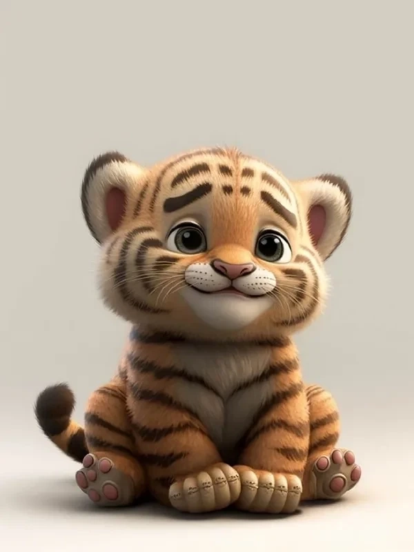 Hình nền con hổ cute với nét vẽ đáng yêu, phù hợp mọi thiết bị
