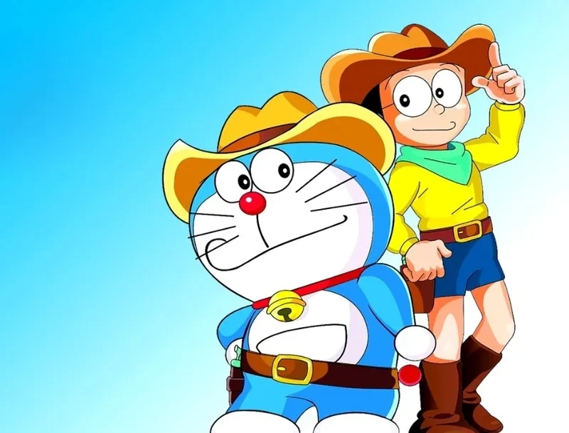 Hình ảnh Doraemon và Nobita trong khoảnh khắc thân thiết, đáng yêu