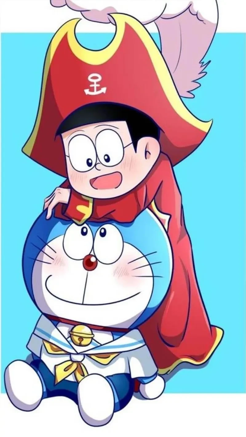 Hình vẽ Doraemon và Nobita thể hiện sự ngộ nghĩnh qua nét bút sáng tạo