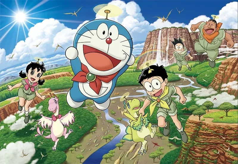 Hình ảnh của Doraemon và Nobita với khoảnh khắc gần gũi, thân thiện