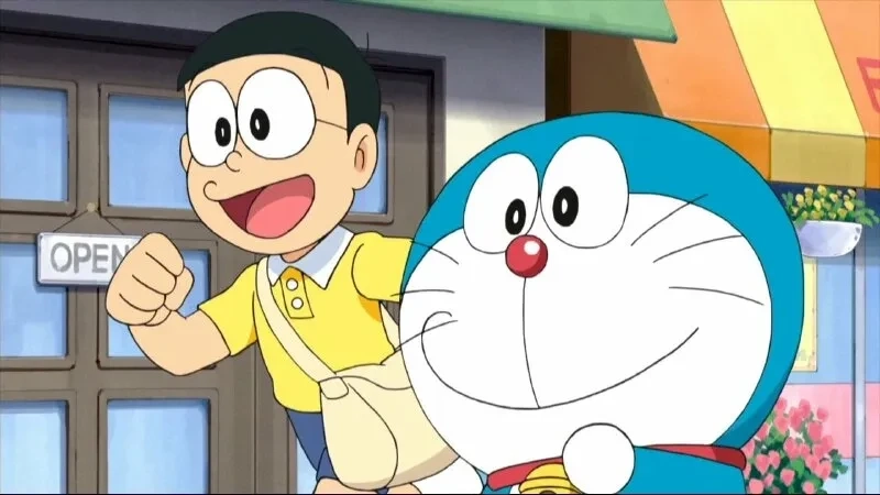 Ảnh của Doraemon và Nobita mang đến cảm giác vui vẻ, sinh động
