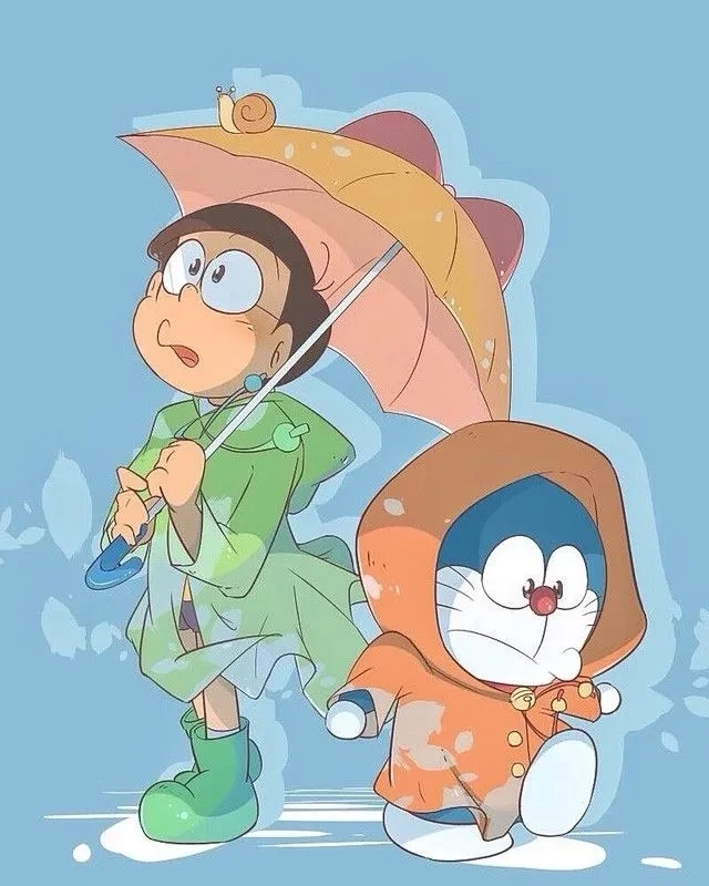 Hình Nobita và Doraemon cute với những biểu cảm đáng yêu, hài hước