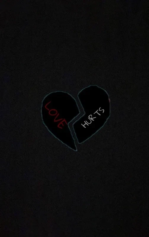 Hình trái tim tan vỡ màu đen thể hiện sự chia ly và cảm xúc sâu lắng