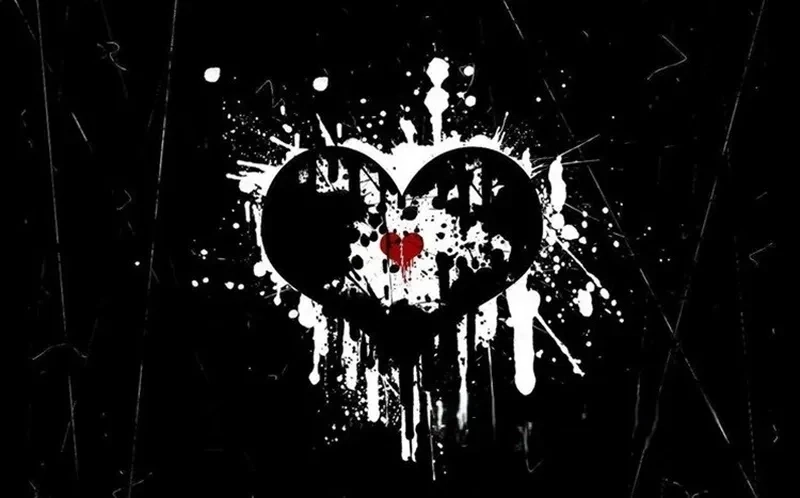 Ảnh trái tim buồn màu đen thể hiện nỗi buồn và sự trầm lắng