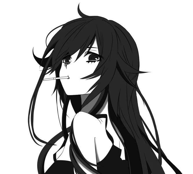 Avatar anime nữ trắng đen tạo sự mạnh mẽ và cuốn hút