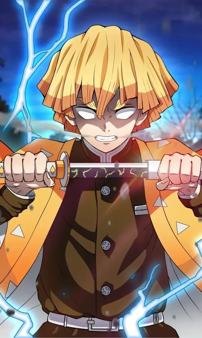 Ảnh anime Zenitsu với nét vẽ tinh tế, phù hợp cho fan Kimetsu Yaiba