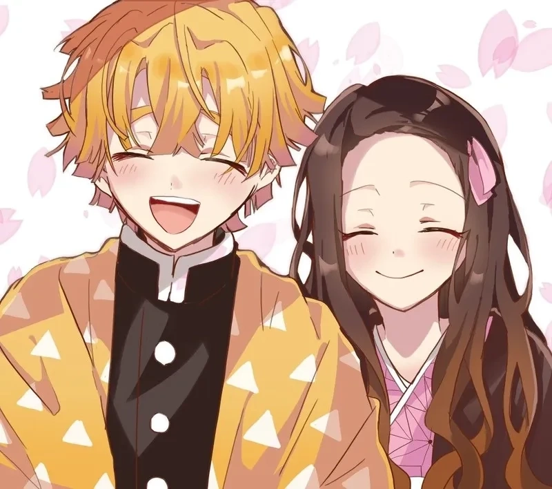 Hình Nezuko và Zenitsu với tình cảm gắn kết, phù hợp làm ảnh nền