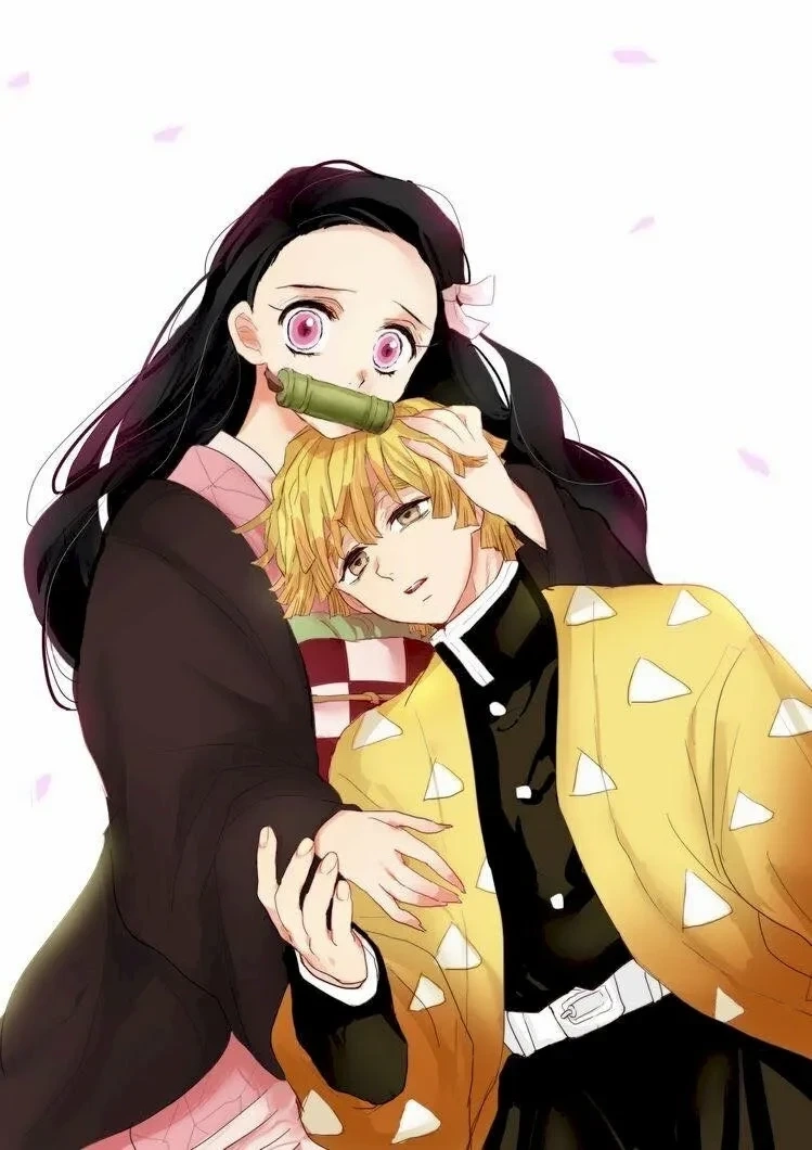 Ảnh anime Nezuko và Zenitsu với nét vẽ sắc nét, thu hút mọi ánh nhìn