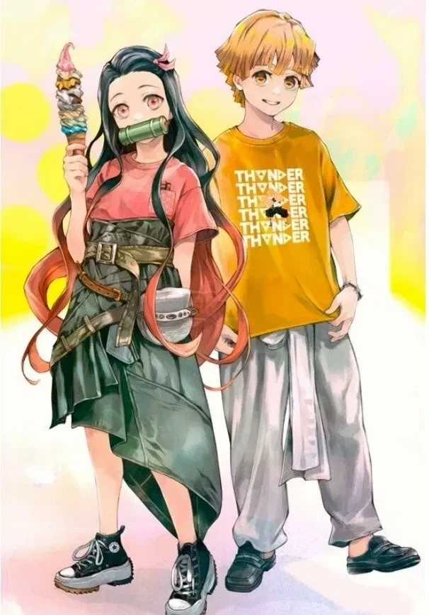 Ảnh của Nezuko và Zenitsu thể hiện sự hòa hợp và tình cảm nhẹ nhàng