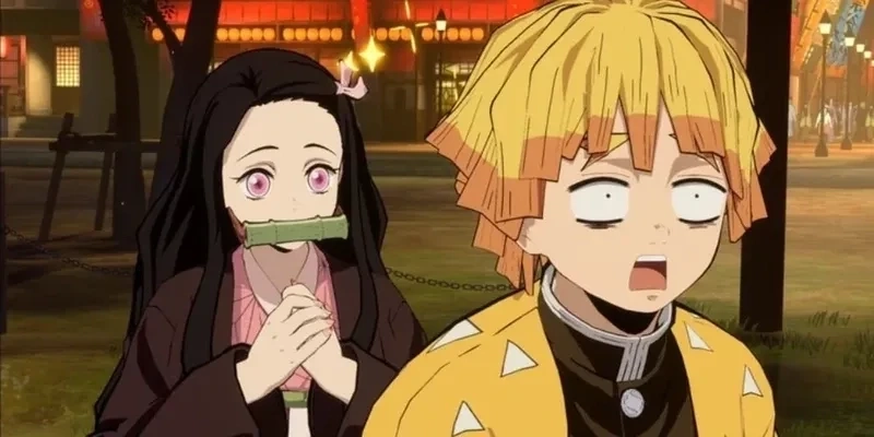 Ảnh đôi Zenitsu và Nezuko phù hợp làm hình nền cho fan Kimetsu Yaiba