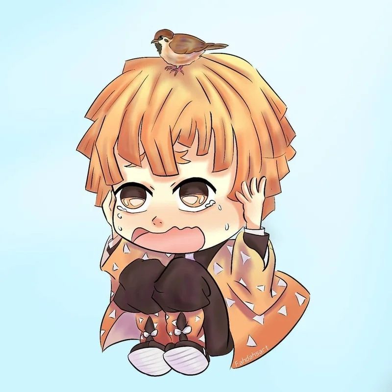 Không thể rời mắt khỏi hình ảnh zenitsu chibi cực dễ thương