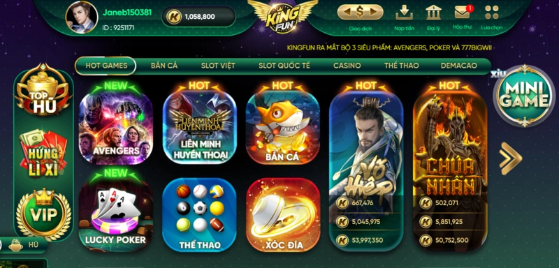Top 5 tựa game nổ hũ hot nhất trên king fun