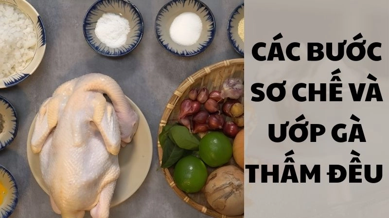 Các bước sơ chế và ướp gà thấm đều 